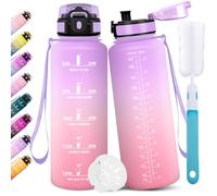Motswedi Borraccia 1.5l, Borraccia Palestra, a Prova di Perdite Bottiglia acqua, Include Spugna di Pulizia, Motivazionale Bottiglia Plastica, per Palestra, Ciclismo, Viola chiaro & Rosa chiaro