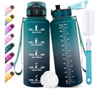 Motswedi Borraccia 1.5l, Borraccia Palestra, a Prova di Perdite Bottiglia acqua, Include Spugna di Pulizia, Motivazionale Bottiglia Plastica 1.5 litri, per Palestra, Ciclismo, Verde scuro & Grigio