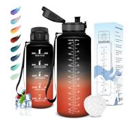 Motswedi Borraccia 1.5L, Senza BPA, Borraccia Palestra, Prova di Perdite, Borraccia Motivazionale, con Filtro, Borraccia Sportiva, Bottiglia Acqua per Bici, Scuola, Palestra, Ufficio, Yoga, Nero Rosso