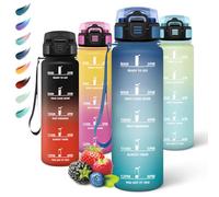 Motswedi Borraccia 1 litro, a Prova di Perdite, Borraccia con Cannuccia, Reutilizables, Bottiglia Acqua, Senza BPA, Borracce per Scuola, Palestra, Ufficio, Yoga, Sport, Blu Verde