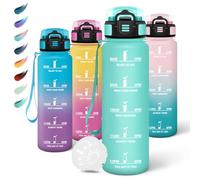 Motswedi Borraccia 1 litro, a Prova di Perdite, Borraccia con Cannuccia, Reutilizables, Bottiglia Acqua, Senza BPA, Borracce per Scuola, Palestra, Ufficio, Yoga, Sport, Blu Verde 3245C