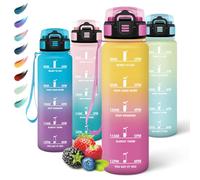 Motswedi Borraccia 1 litro, a Prova di Perdite, Borraccia con Cannuccia, Reutilizables, Bottiglia Acqua, Senza BPA, Borracce per Scuola, Palestra, Ufficio, Yoga, Sport, Rosa Giallastro