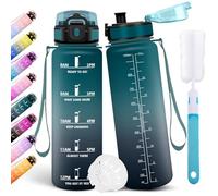 Motswedi Borraccia 1 Litro, Borraccia Palestra, a Prova di Perdite Bottiglia acqua, Include Spugna di Pulizia, Motivazionale Bottiglia Plastica 1l, per Palestra, Escursionismo, Verde scuro & Grigio