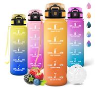 Motswedi Borraccia 1 litro,Riutilizzabile, Borraccia Motivazionale, a Prova di Perdite, Bottiglia Acqua, Senza BPA, Borracce, per Sport, Ufficio, Ciclismo, Palestra, Ambra&Arancio