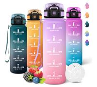 Motswedi Borraccia 1 litro,Riutilizzabile, Borraccia Motivazionale, a Prova di Perdite, Bottiglia Acqua, Senza BPA, Borracce, per Sport, Ufficio, Ciclismo, Palestra, Viola chiaro&Rosa