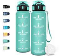 Motswedi Borraccia 1 litro, Riutilizzabile, Borraccia Palestra, a Prova di Perdite, Bottiglia Acqua, Facile da Trasportare, Borracce, per Sport, Ciclismo, Palestra, Ufficio, Running, Blu Verde-3245C