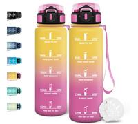 Motswedi Borraccia 1 litro, Riutilizzabile, Borraccia Palestra, a Prova di Perdite, Bottiglia Acqua, Facile da Trasportare, Borracce, per Sport, Ciclismo, Palestra, Ufficio, Running, Giallo & Rosa