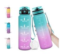 Motswedi Borraccia, 1000ML Senza BPA, Borraccia Palestra, Design della Serratura a Prova di Perdite, Bottiglia Motivazionale, Con Marca Temporale, Bottiglia per Ufficio, Stadio, Palestra - Nero&rosso