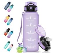 Motswedi Borraccia 1500 ml, a Prova di Perdite, Borraccia con Cannuccia, Reutilizables, Borraccia Palestra, Senza BPA, Borraccia Motivazionale per Scuola, Palestra, Ufficio, Ciclismo, Viola chiaro