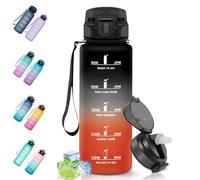 Motswedi Borraccia 1500 ml, a Prova di Perdite, Borraccia con Cannuccia, Reutilizables, Borraccia Palestra, Senza BPA, Borraccia Motivazionale per Palestra, Ufficio, Running, Ciclismo, Nero Rosso