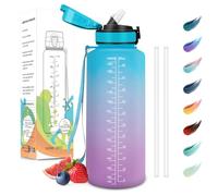 Motswedi Borraccia 1500ml, a Prova di Perdite, Borraccia con Cannuccia, Reutilizables, Borraccia Palestra, Senza BPA, Borraccia Motivazionale per Palestra, Ufficio, Running, Ciclismo, Blu Viola