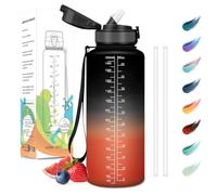 Motswedi Borraccia 1500ml, a Prova di Perdite, Bottiglia con Cannuccia, Reutilizables, Borracce Palestra, Senza BPA, Borraccia Motivazionale per Palestra, Ufficio, Running, Ciclismo, Nero Rosso