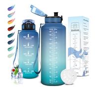 Motswedi Borraccia 1500ml, Senza BPA, Borraccia Palestra, Prova di Perdite, Borraccia Motivazionale, con Filtro, Borraccia Sportiva, Bottiglia Acqua per Scuola, Palestra, Ufficio, Yoga, Blu Verde