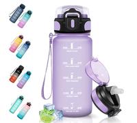 Motswedi Borraccia 500ml, a Prova di Perdite, Borraccia con Cannuccia, Reutilizables, Borraccia Palestra, Senza BPA, Borraccia Motivazionale per Scuola, Palestra, Running, Ciclismo, Viola chiaro