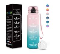 Motswedi Borraccia, 500ML Senza BPA, Borraccia Bambini, Design della Serratura a Prova di Perdite, Bottiglia Motivazionale, Con Marca Temporale, Bottiglia per Scuole, Uso Quotidiano - Rosa&Ciano