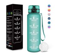 Motswedi Borraccia, 500ML Senza BPA, Borraccia Bambini, Design della Serratura a Prova di Perdite, Bottiglia Motivazionale, Con Marca Temporale, Bottiglia per Scuole, Uso Quotidiano - Blu&verde