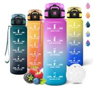 Motswedi Borraccia Bambini, 1000ml Senza BPA, Design della serratura a prova di perdite, Borraccia Motivazionale, Con marca temporale, per Palestra, Scuola, Famiglia - Rosa&Ciano