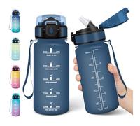 Motswedi Borraccia Bambini, 500ml a Prova di Perdite, Borraccia con Cannuccia, senza BPA, Borracce, Con 2 Tappi, Bottiglia Acqua, Borracce Bambini, Per Scuola, Ufficio, Sport, Blu Scuro