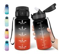 Motswedi Borraccia Bambini, 500ml a Prova di Perdite, Borraccia con Cannuccia, senza BPA, Borracce, Con 2 Tappi, Bottiglia Acqua, Borracce Bambini, Per Scuola, Ufficio, Sport, Nero Rosso