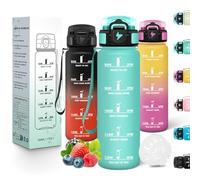 Motswedi Borraccia Bambini, 500ml a Prova di Perdite, Borraccia Motivazionale, Riutilizzabile, Borracce, Senza BPA, Bottiglia Acqua, Borracce Bambini, per Scuola, Ufficio, Yoga, Sport, Blu Verde 325C