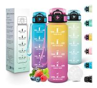 Motswedi Borraccia Bambini, 500ml a Prova di Perdite, Borraccia Motivazionale, Riutilizzabile, Borracce, Senza BPA, Bottiglia Acqua, Borracce Bambini, per Scuola, Palestra, Yoga, Sport, Giallo Rosa