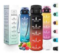 Motswedi Borraccia Bambini, 500ml a Prova di Perdite, Borraccia Motivazionale, Riutilizzabile, Borracce, Senza BPA, Bottiglia Acqua, Borracce Bambini, per Scuola, Palestra, Ufficio, Sport, Nero Rosso