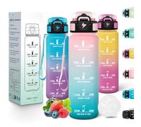 Motswedi Borraccia Bambini, 500ml a Prova di Perdite, Borraccia Motivazionale, Riutilizzabile, Borracce, Senza BPA, Bottiglia Acqua, Borracce Bambini, per Scuola, Palestra, Yoga, Sport, Rosa Verde