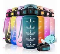 Motswedi Borraccia Bambini, 500ml con Filtro, Borraccia Motivazionale, a Prova di Perdite, Bottiglia Acqua, Riutilizzabile, Borracce Bambini per Capretti, Adulto, Palestra, Yoga, Verde Scuro & Grigio