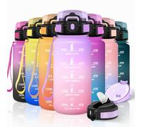 Motswedi Borraccia con Cannuccia, 0.5L senza BPA, Borraccia Palestra, a Prova di Perdite, Motivazionale, Bottiglia Acqua per Capretti, Adulto, Palestra, Yoga, SportViola chiaro & rosa chiaro
