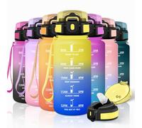 Motswedi Borraccia con Cannuccia, 500ml senza BPA, Borraccia Palestra, a Prova di Perdite, Borraccia Motivazionale, Bottiglia Acqua per Capretti, Adulto, Palestra, Yoga, Sport, Giallo & Blu Royal