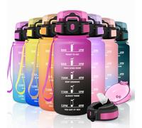 Motswedi Borraccia con Cannuccia, 500ml senza BPA, Borraccia Palestra, a Prova di Perdite, Borraccia Motivazionale, Bottiglia Acqua per Capretti, Adulto, Palestra, Yoga, Sport, Viola Rosso & Nero