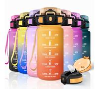 Motswedi Borraccia con Cannuccia, 500ml senza BPA, Borraccia Palestra, a Prova di Perdite, Borraccia Motivazionale, Bottiglia Acqua per Capretti, Adulto, Palestra, Yoga, Sport, Giallo & Arancio