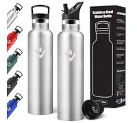 Motswedi Borraccia Termica 1 litro, Con 2 Tappi, Borraccia con Cannuccia, Doppia Parete, Bottiglia Termica, A Prova di Perdite, Bottiglia acqua Per Sport, Campeggio, Palestra, Acciaio Inossidabile