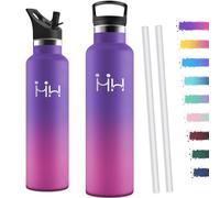 Motswedi Borraccia Termica 1 litro, con Cannuccia, Borracce Termiche, Doppia Parete, Bottiglia Termica, Acciaio Inox, Borraccia a Prova di Perdite, per Palestra, Campeggio, Outdoor, Viola & Rosa