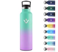 Motswedi Borraccia Termica 1 litro, Doppia Parete, Bottiglia Termica, a Prova di Perdite, Borraccia con Cannuccia, Acciaio Inox, Borracce Termiche, per Palestra, Outdoor, Campeggio, Verde & Viola