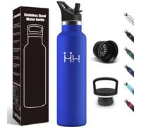 Motswedi Borraccia Termica, 1000 ml Senza BPA, Borracce Acqua, Bottiglia Con 6 Cannucce e 2 Coperchi, Borraccia Acciaio Inox, 18/8 Acciaio Inossidabile, Borracce per Sport - Blu reale