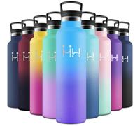 Motswedi Borraccia Termica, 1000 ml Senza BPA, Borracce Acqua, Bottiglia Con 6 Cannucce e 2 Coperchi, Borraccia Acciaio Inox, 18/8 Acciaio Inossidabile, Borracce per Sport - Azzurro & Viola