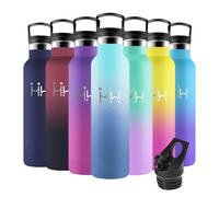 Motswedi Borraccia Termica, 1000ml senza BPA, Borraccia con Cannuccia, Acciaio Inox, Bottiglia Termica, a Prova di Perdite, Borracce Termiche, Borraccia per Campeggio, Ciclismo, Blu Cielo & Blu Scuro