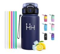 Motswedi Borraccia Termica 500 ml, con Cannuccia, Borraccia Acciaio Inox, per Bevande Calde e Freddo, Borracce Termiche, per Bici, Campeggio, Sport, Palestra, Blu scuro