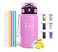Motswedi Borraccia Termica 500 ml, con Cannuccia, Borraccia Acciaio Inox, per Bevande Calde e Freddo, Borracce Termiche, per Bici, Campeggio, Sport, Palestra, Rosso rosa