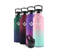 Motswedi Borraccia Termica, 500 ml Senza BPA, Borracce Bambino, Bottiglia Con Cannuccia e 2 Coperchi, Borraccia Acciaio, 18/8 Acciaio Inossidabile, Borracce per Scuola - Rosa chiaro&verde chiaro