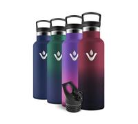 Motswedi Borraccia Termica, 500 ml Senza BPA, Borracce Bambino, Bottiglia Con Cannuccia e 2 Coperchi, Borraccia Acciaio, 18/8 Acciaio Inossidabile, Borracce per Scuola, Pilates - rosso&nero