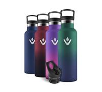 Motswedi Borraccia Termica, 500 ml Senza BPA, Borracce Bambino, Bottiglia Con Cannuccia e 2 Coperchi, Borraccia Acciaio, 18/8 Acciaio Inossidabile, Borracce per Scuola, Pilates - Verde scuro&blu scuro