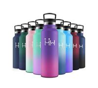 Motswedi Borraccia Termica, 500 ml Senza BPA, Borracce, Bottiglia Acqua Con 6 Cannucce e 2 Coperchi, Borraccia Acciaio, 18/8 Acciaio Inossidabile per Viaggi, Sport - Viola scuro & Fucsia