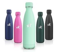 Motswedi Borraccia Termica, 500 ml Senza BPA, Borraccia Termica Bambini, 18/8 Acciaio Inox, Bottiglia Termica, a Prova di Perdita, Borraccia Bambini per Scuola, Sport, Campeggio, Yoga, Verde Blu