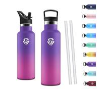 Motswedi Borraccia Termica 500ml, Borraccia Acciaio Inox, Bottiglia Termica, Thermos Per Bevande Calde E Fredda, Bottiglia Acqua A Prova Di Perdite Per Scuola, Ufficio, Violet profondo & Rosa rojo