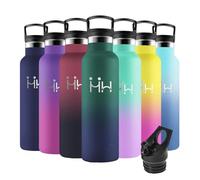 Motswedi Borraccia Termica, 500ml senza BPA, Borraccia con Cannuccia, Acciaio Inox, Borraccia Bambini, a Prova di Perdite, Borraccia Termica Bambini, per Scuola, Palestra, Verde Scuro & Blu Scuro