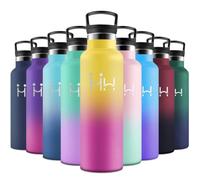 Motswedi Borraccia Termica, 750 ml Senza BPA, Borracce Acqua, Bottiglia Con 6 Cannucce e 2 Coperchi, Borraccia Acciaio, 18/8 Acciaio Inossidabile, Borracce per Sport - Giallo & Fucsia