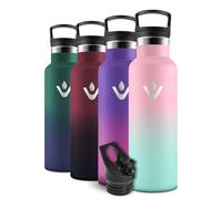 Motswedi Borraccia Termica, 750 ml Senza BPA, Borracce Acqua, Bottiglia Con Cannuccia e 2 Coperchi, Borraccia Acciaio, 18/8 Acciaio Inossidabile, Borracce per Guida, Pesca - Rosa chiaro&verde chiaro