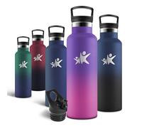 Motswedi Borraccia Termica, 750 ml Senza BPA, Borracce Acqua, Bottiglia Con Cannuccia e 2 Coperchi, Borraccia Acciaio Inox, 18/8 Acciaio Inossidabile, Borracce - Lilla uva & Rosso rosa